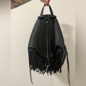 Rebecca Minkoff Julian Fringe Leather Backpack chrome hardware